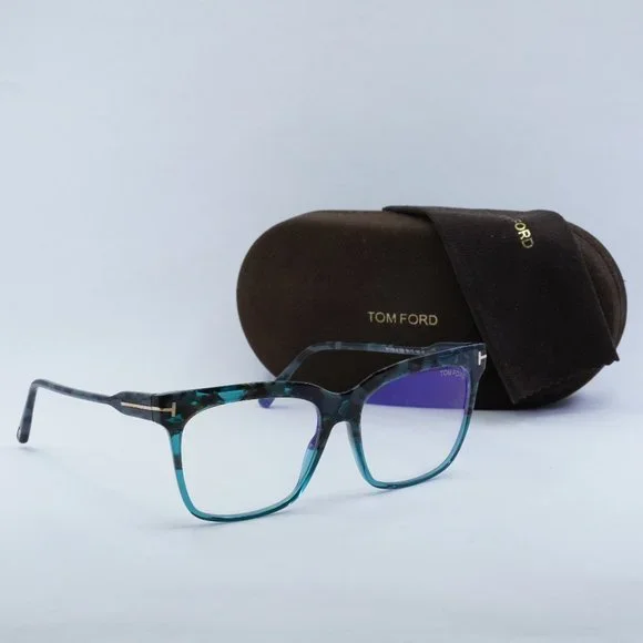 Tom Ford FT5768-B 056 Square Eyeglasses 54mm - Shiny Teal  display picture 1